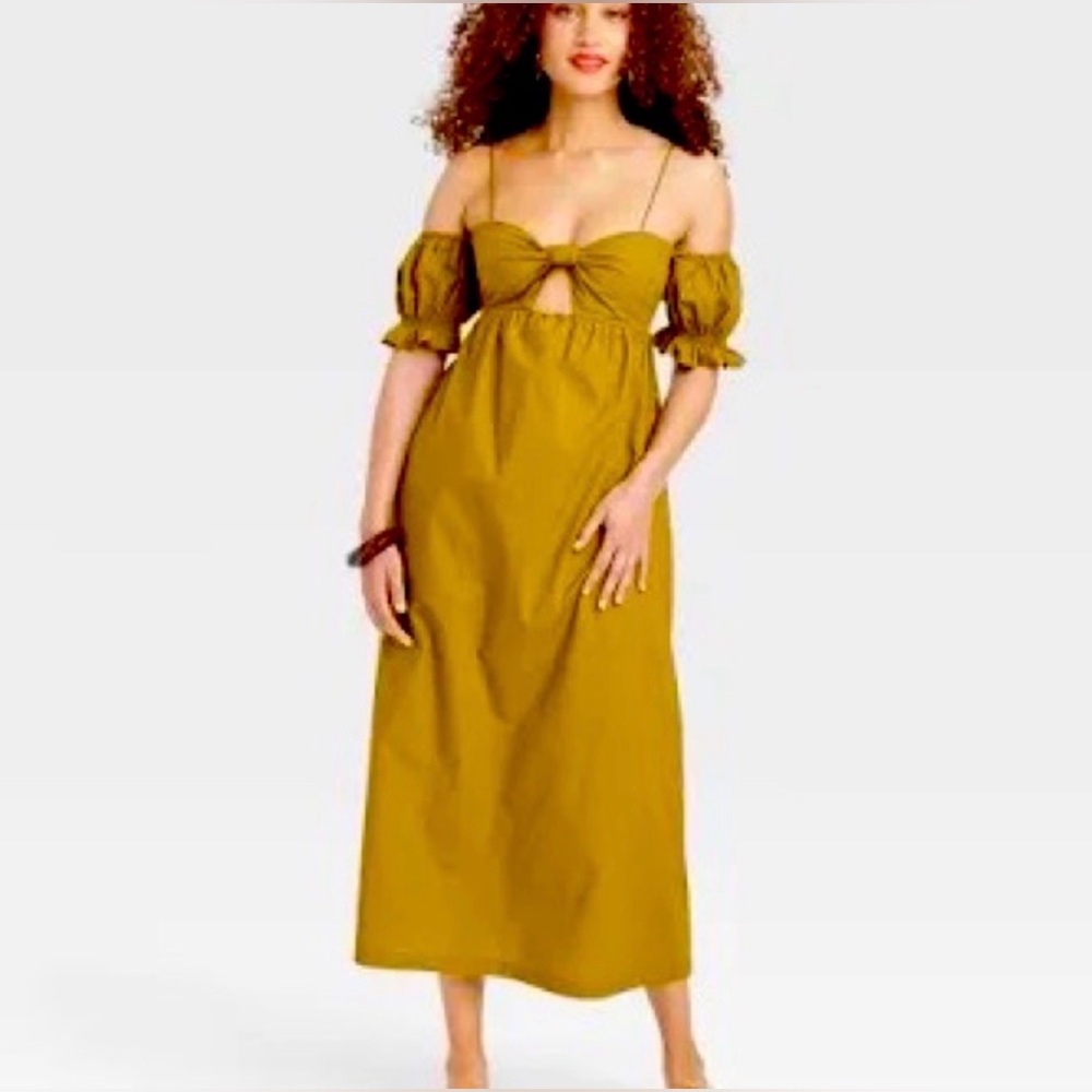 a new day Mustard Midi Dress